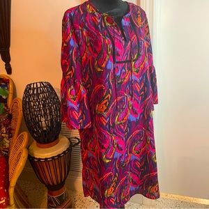 PAPPAGALLO Print Pullover Shift Dress! 3/4 Sleeve! Lined! Great condition. Sz 12